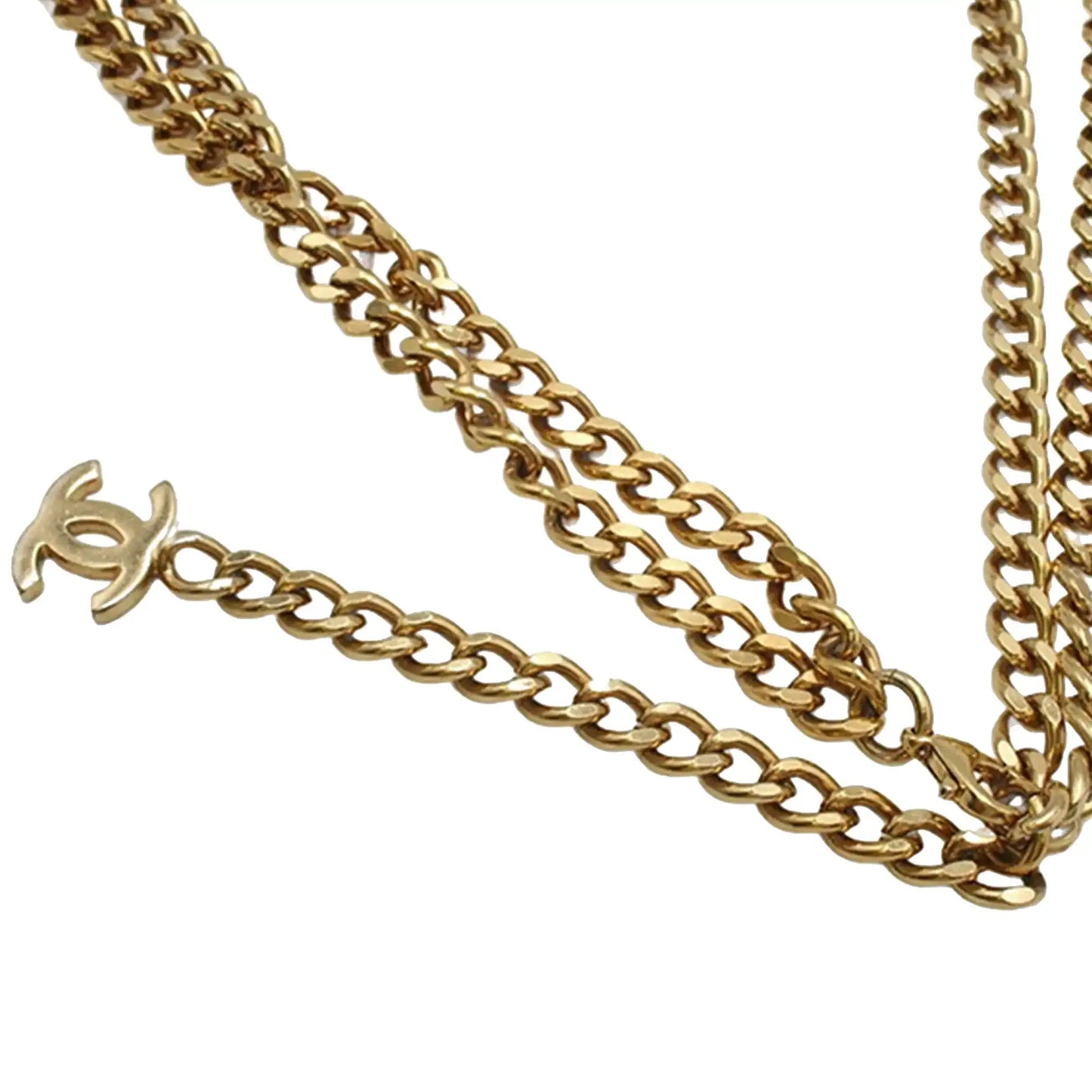 Chanel Gold Plated Coco Rhinestones Chain Belt