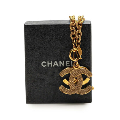 Chanel Gold Plated Double CC Pendant Necklace