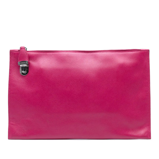 Prada Saffiano Lux Zip Clutch