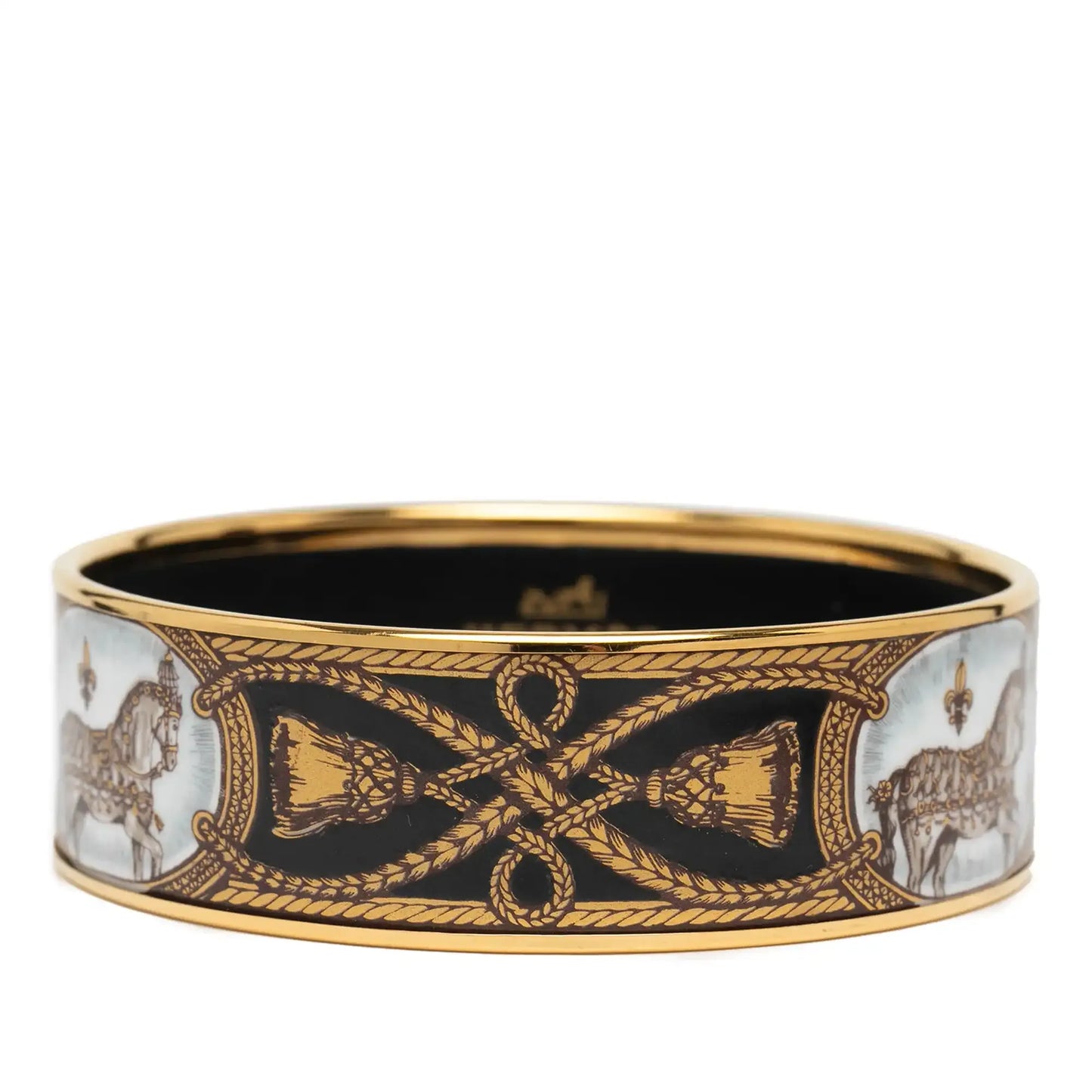 Hermès Wide Grand Apparat Horse Enamel Bangle 65