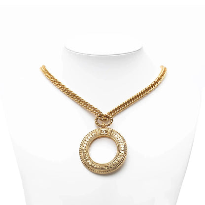 Chanel Gold Plated Loupe Magnifying Glass Pendant Necklace