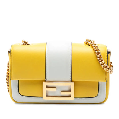Fendi Mini Bicolor Nappa Apolo Chain Baguette Shoulder Bag