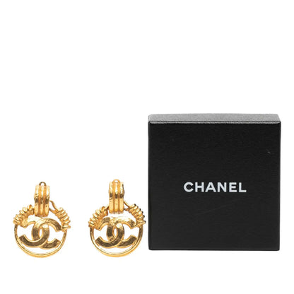 Chanel Gold Plated CC Swing Clip on Earrings