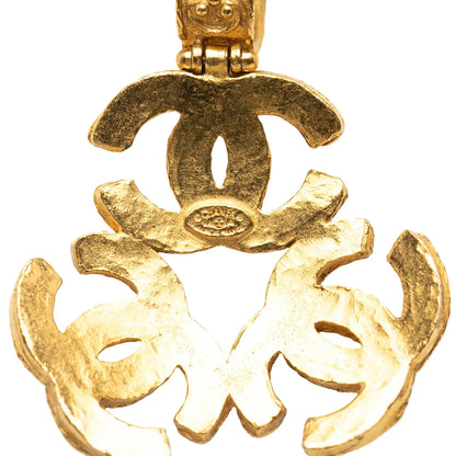 Chanel Gold Plated Triple CC Pendant Necklace