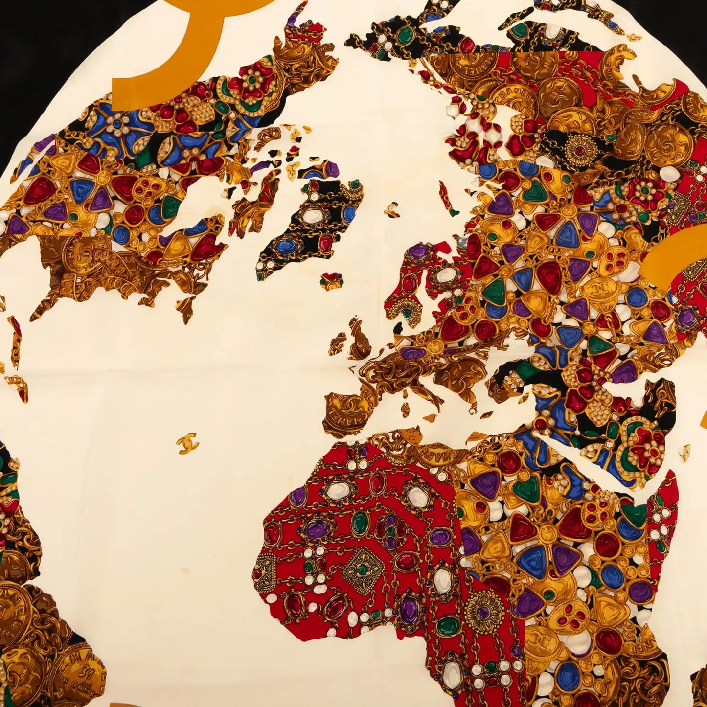 Chanel Gripoix Globe Silk Scarf