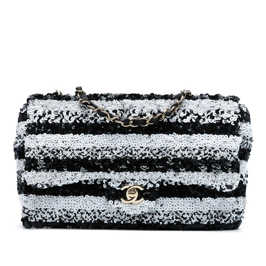 Chanel Medium Sequined Calfskin Single Flap