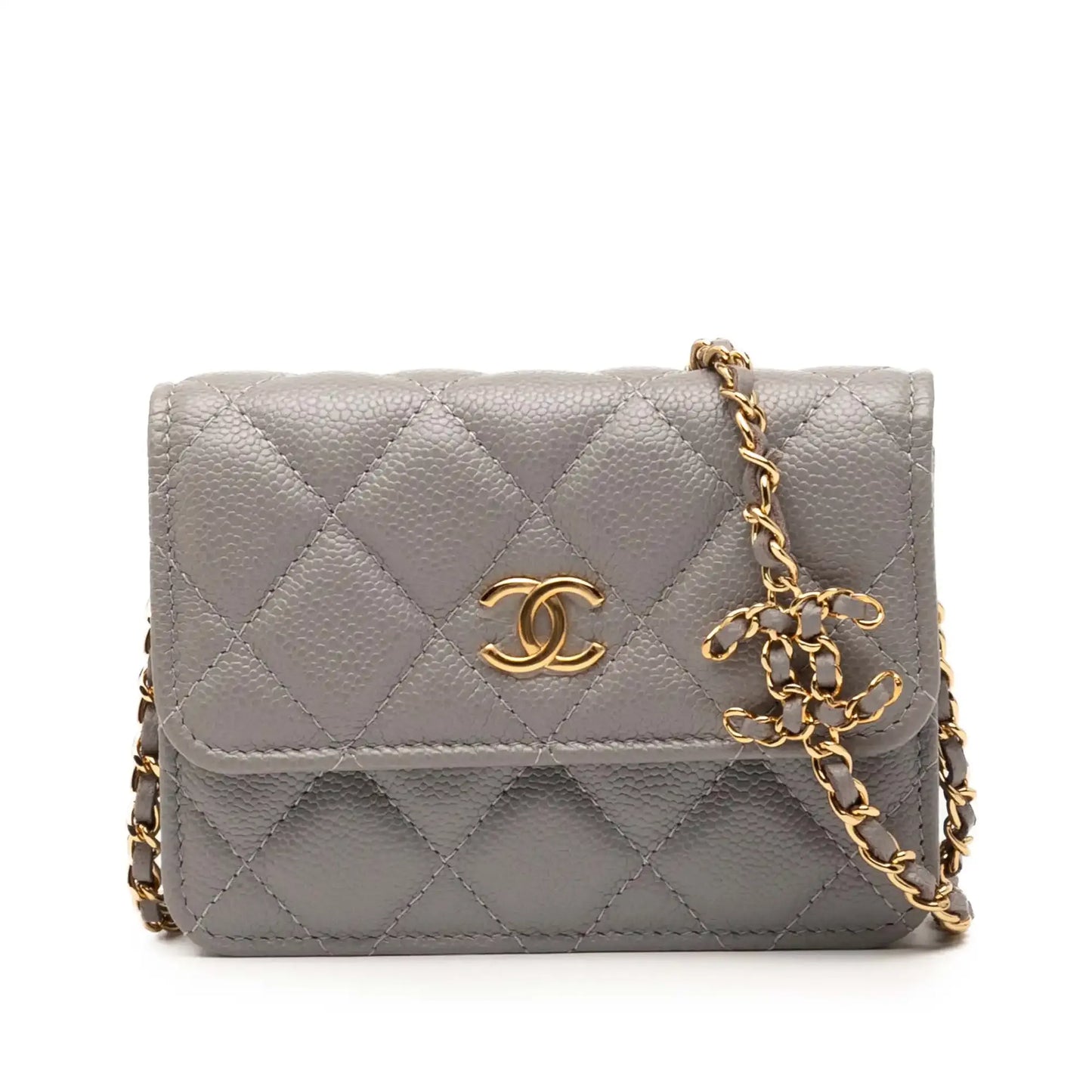 Chanel CC Quilted Caviar Miss Coco Clutch With Chain