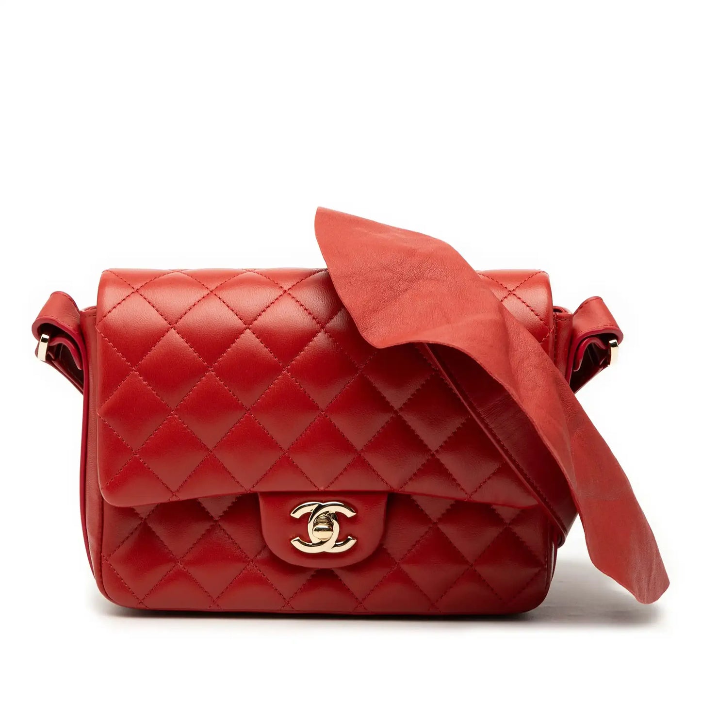 Chanel CC Quilted Calfskin Ruffle Strap Flap