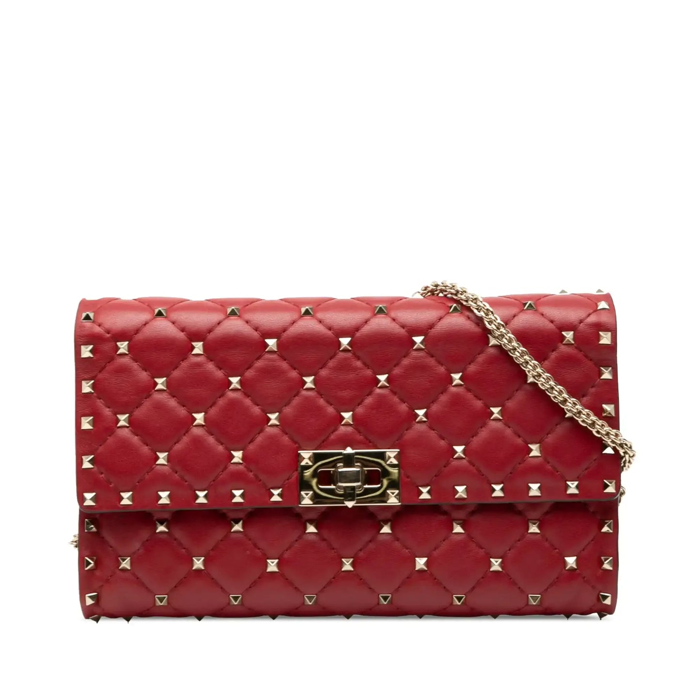 Valentino Leather Rockstud Spike Wallet on Chain