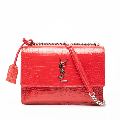 Saint Laurent Medium Croc Embossed Monogram Sunset Bag