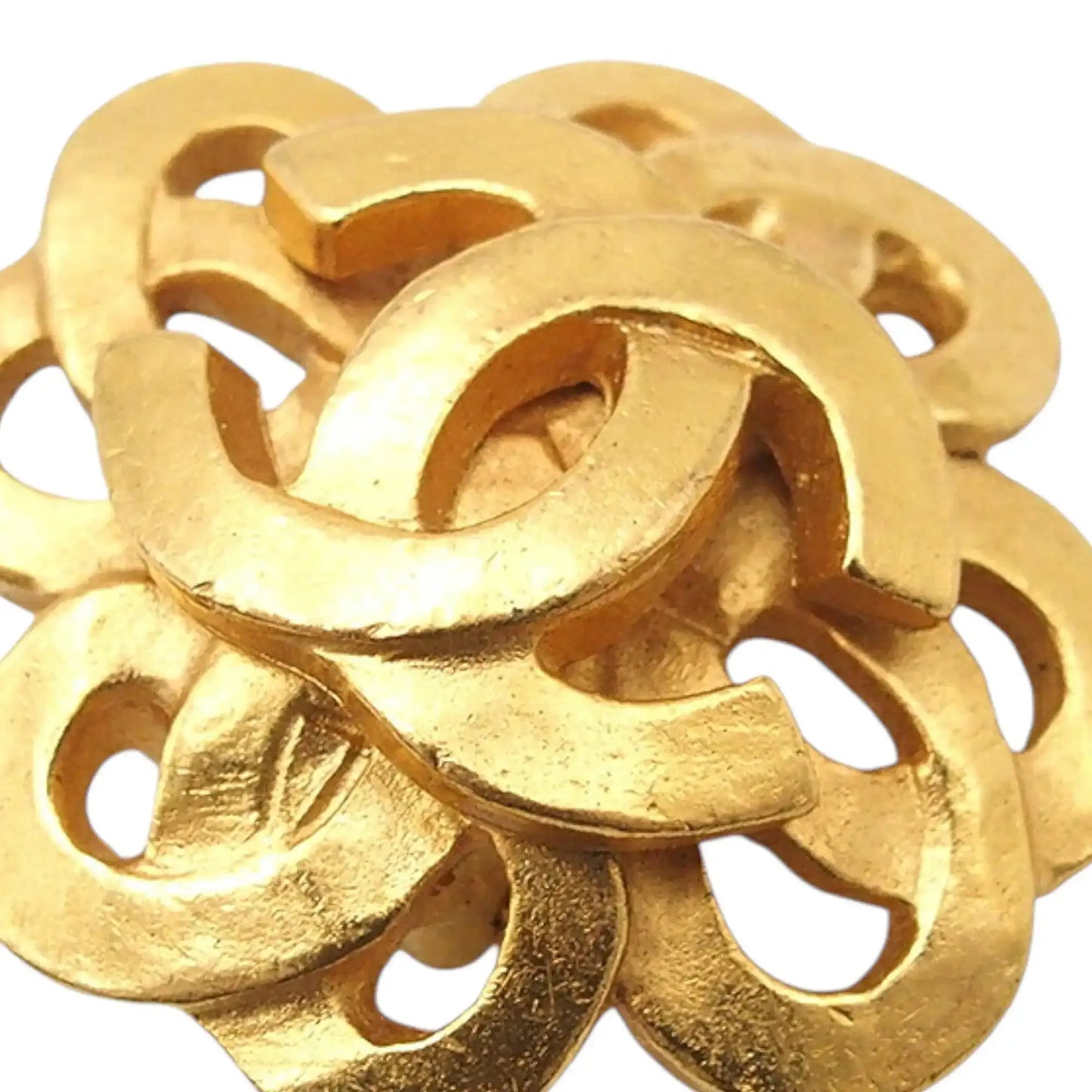 Chanel Gold Plated CC Flower Clip On Earrings