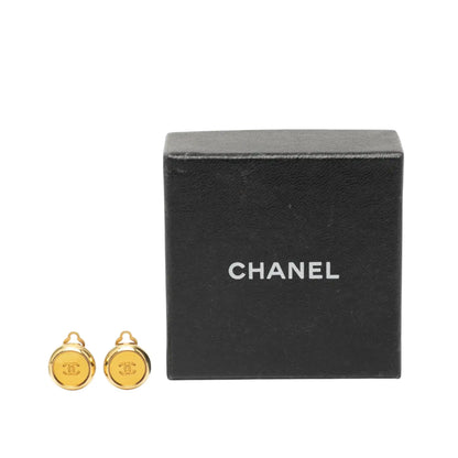 Chanel CC Gold Plated Round Clip On Earrings