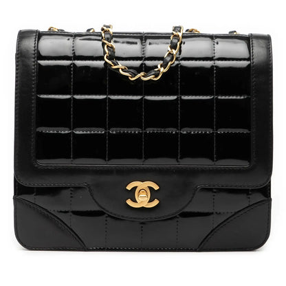 Chanel CC Chocolate Bar Patent and Lambskin Square Flap
