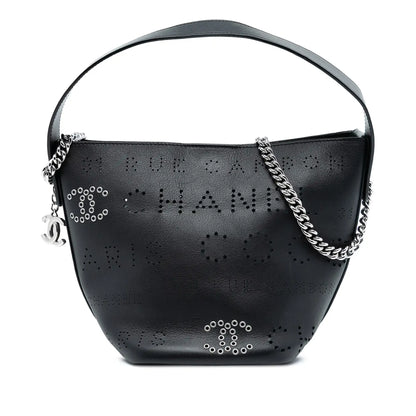 Chanel Small Perforated Calfskin Logo Eyelet Bucket Bag