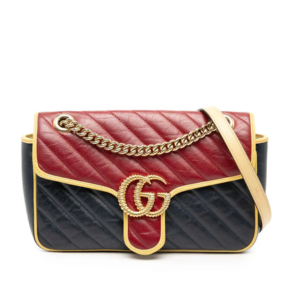Gucci Medium GG Marmont Bicolor Matelasse Diagonal Leather Torchon Shoulder Bag