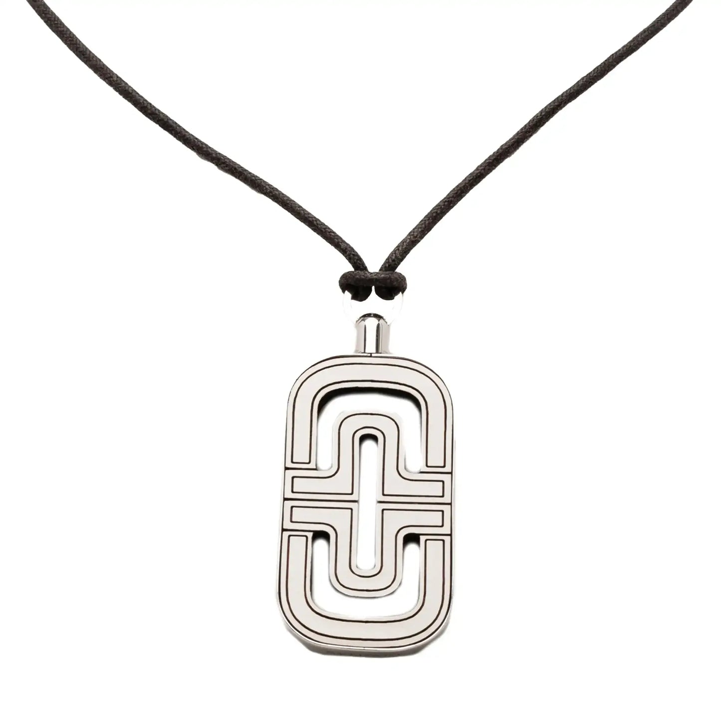 Bvlgari Sterling Silver and Leather Parentesi Pendant Necklace