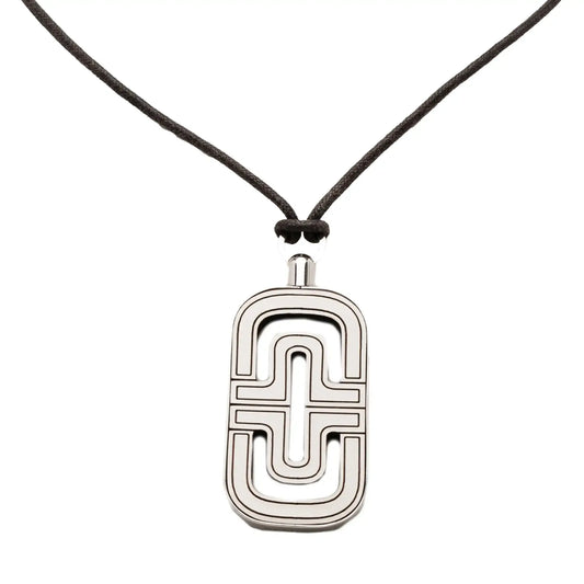 Bvlgari Sterling Silver and Leather Parentesi Pendant Necklace