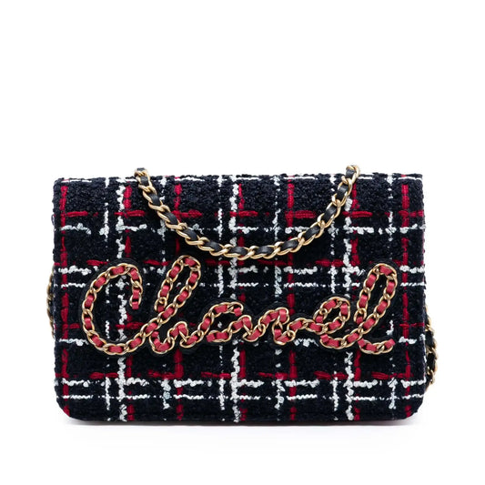 Chanel Tweed Written in Chain Logo Wallet on Chain