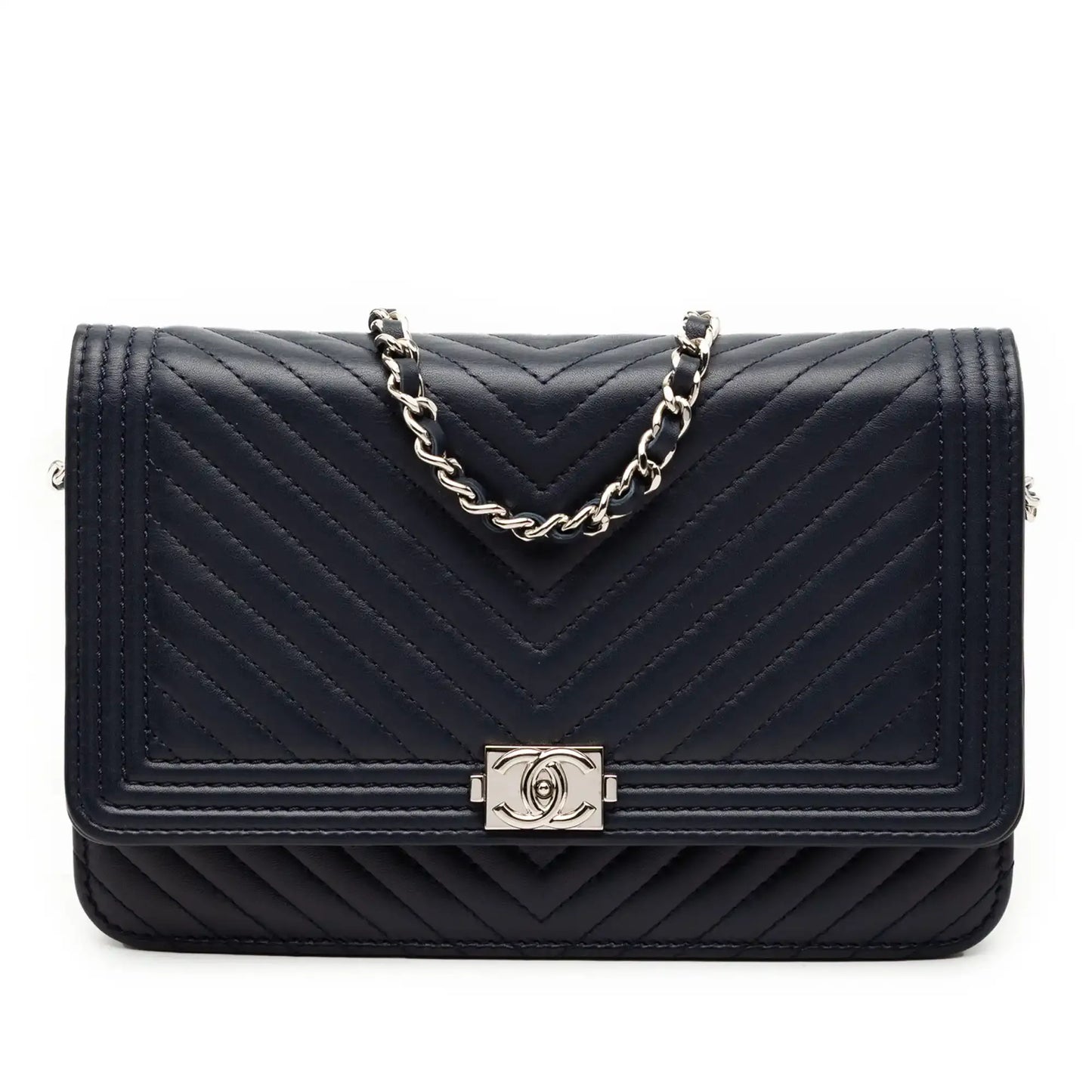 Chanel Chevron Lambskin Boy Wallet on Chain