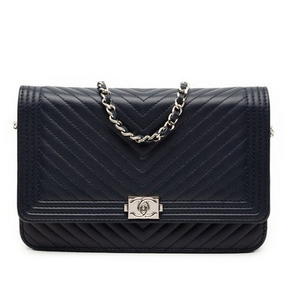 Chanel Chevron Lambskin Boy Wallet on Chain