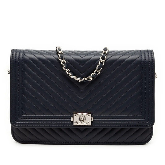 Chanel Chevron Lambskin Boy Wallet on Chain