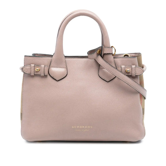 Burberry Small Grainy Calfskin and House Check Banner Satchel