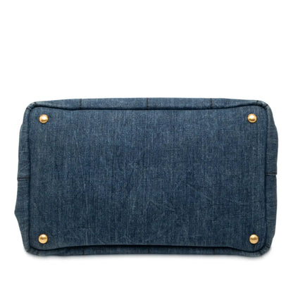 Prada Small Denim Canapa Logo Satchel