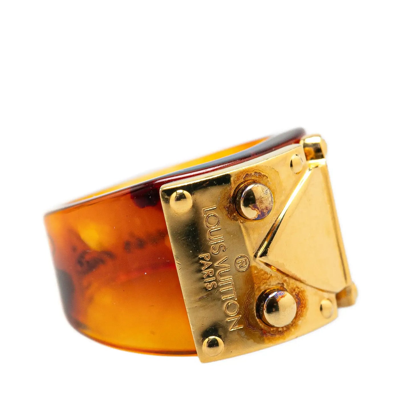 Louis Vuitton Gold Plated and Resin LockMe Ring