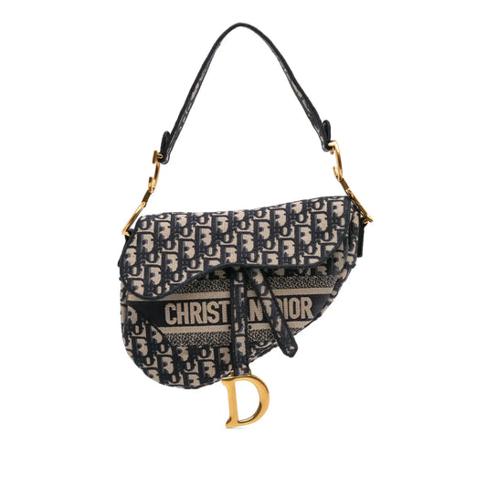 Dior Oblique Embroidered Canvas Saddle Bag