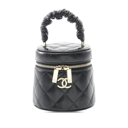 Chanel Mini Quilted Lambskin Ruched Handle Vanity Case