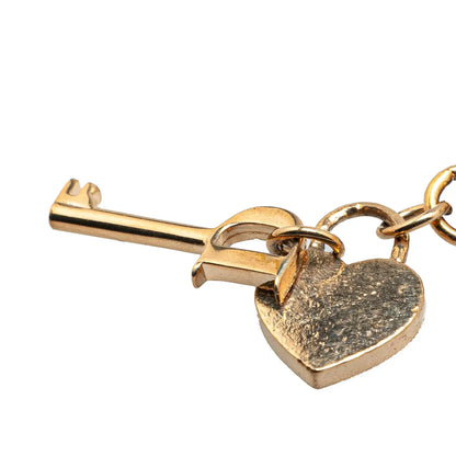 Dior Gold Plated Heart Padlock and Key Pendant Necklace