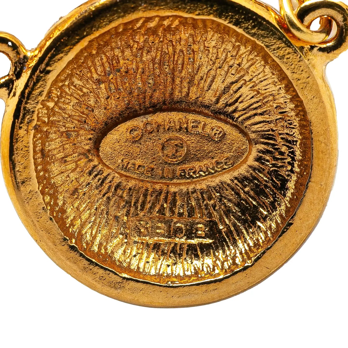 Chanel Gold Plated CC Round Pendant Necklace