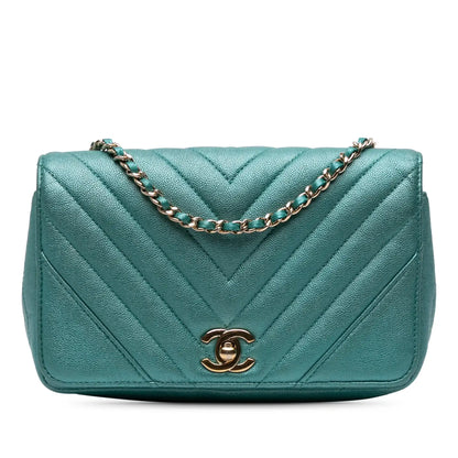 Chanel Small Chevron Caviar Statement Flap
