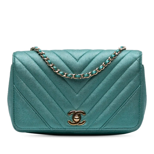 Chanel Small Chevron Caviar Statement Flap