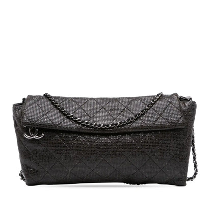 Chanel Quilted Laminated Fabric Chain Evening Crossbody