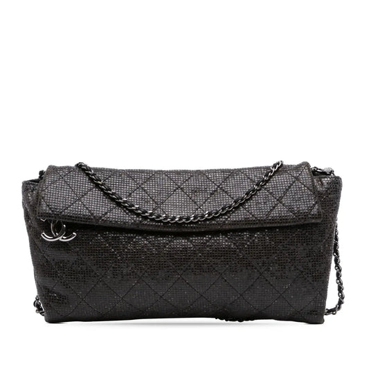 Chanel Quilted Laminated Fabric Chain Evening Crossbody