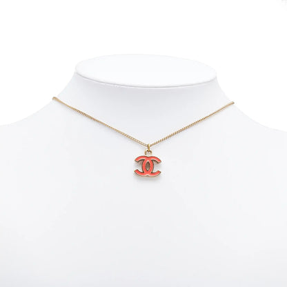 Chanel Gold Plated Enamel CC Pendant Necklace