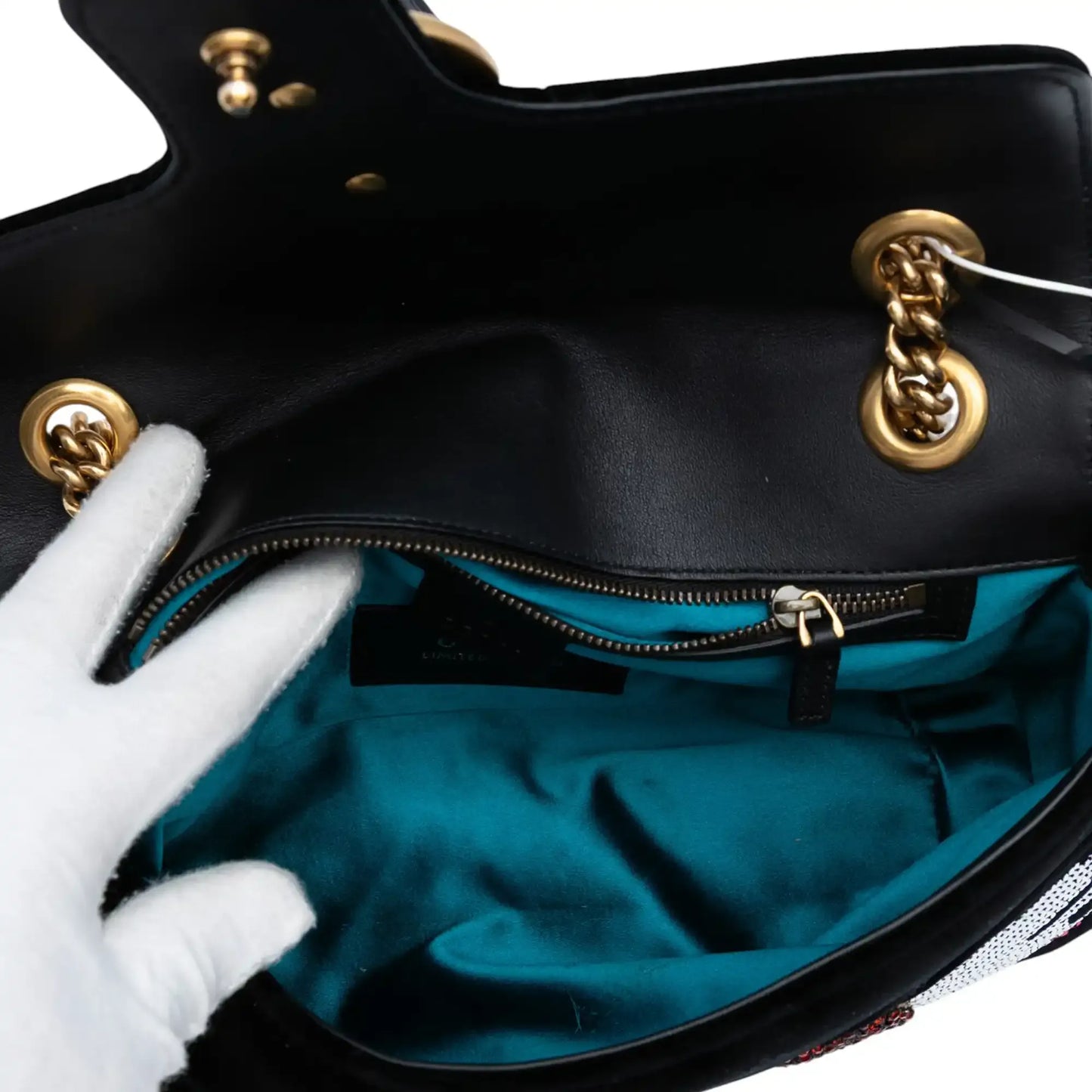 Gucci Medium GG Marmont Matelasse Velvet Sequin Embellished Shoulder Bag