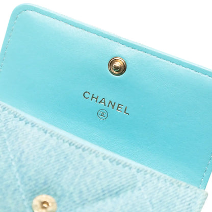 Chanel Quilted Denim 19 Card Holder with Chain