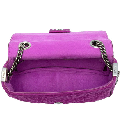 Fendi Zucca Embossed Technical Fabric Chain Midi Baguette