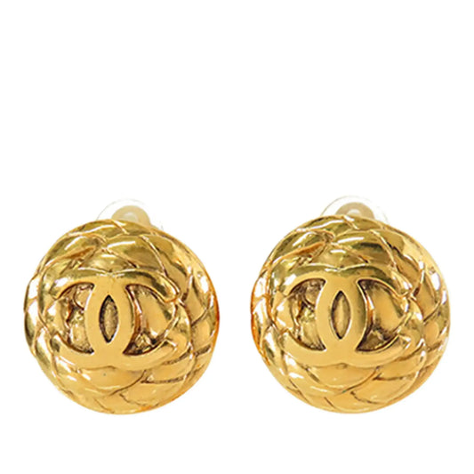 Chanel CC Gold Plated Clip On Earrings