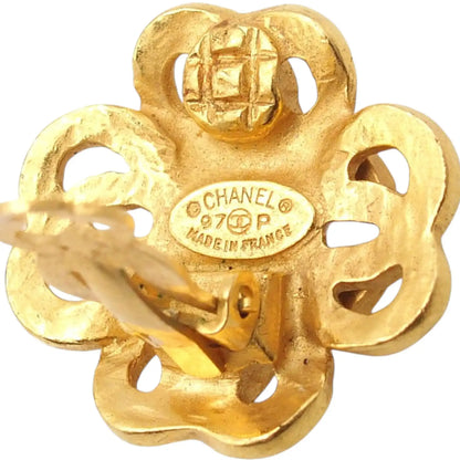 Chanel Gold Plated CC Flower Clip On Earrings