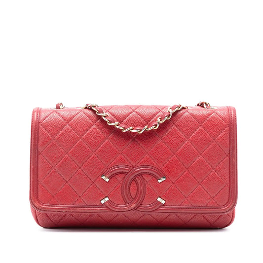 Chanel Medium Quilted Caviar CC Filigree Flap