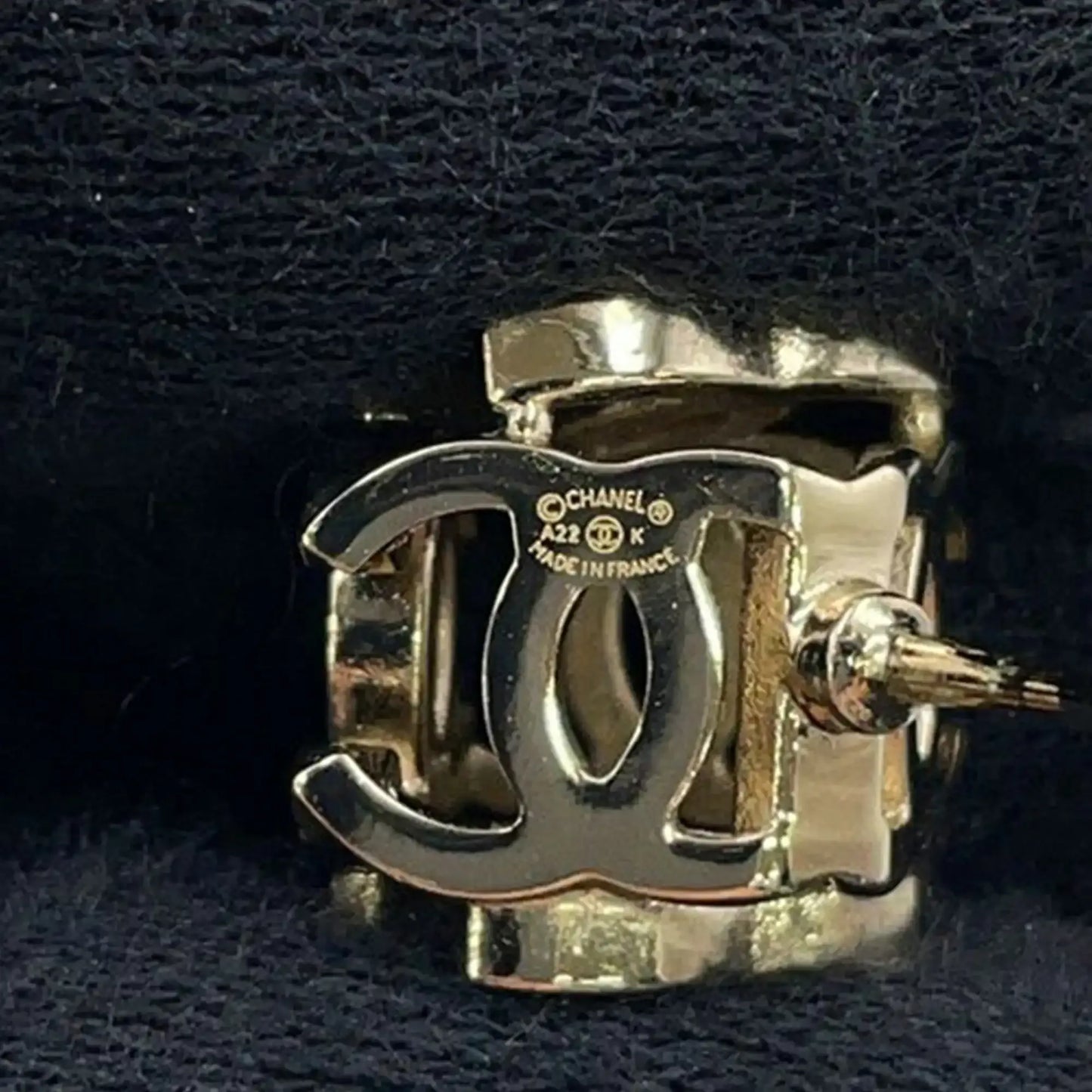 Chanel Gold Plated Enamel CC Cube Bullet Back Earrings