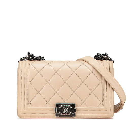 Chanel Old Medium Aged Calfskin Double Stitch Boy Flap