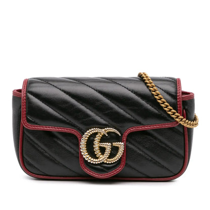 Gucci Super Mini GG Marmont Matelasse Leather Torchon Flap Crossbody