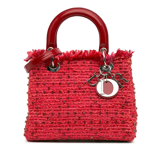 Dior Medium Tweed Fringe Rhinestone Lady