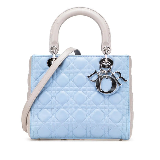 Dior Medium Bicolor Lambskin Cannage Lady Dior