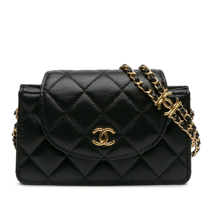 Chanel Mini CC Quilted Lambskin Phone Holder On Chain