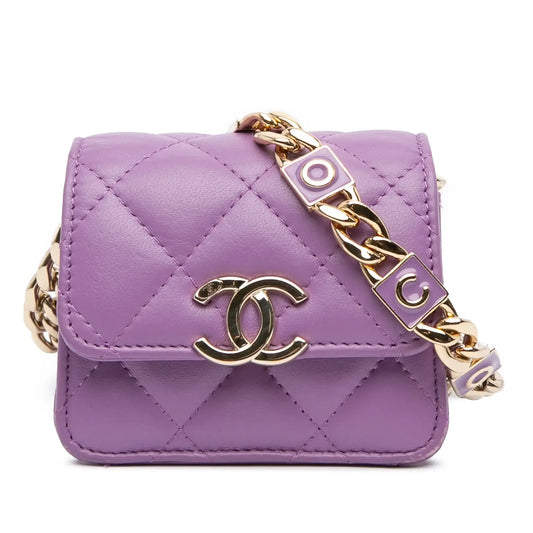 Chanel CC Quilted Lambskin Coco Card Holder on Chain